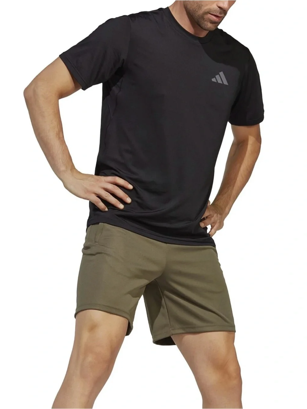 Adidas Men’s Train Essentials Camo-Filled Logo Training Shorts in Olive SZ XL